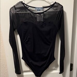 Soho Apparel Black Mesh Sleeve Bodysuit